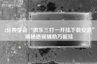 3分钟学会“微乐三打一开挂下载安装”揭秘透视辅助万能挂
