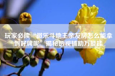 玩家必读“微乐斗地主亲友房怎么能拿到好牌呢”揭秘透视辅助万能挂