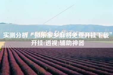 实测分析“微乐家乡麻将免费开挂下载”开挂(透视)辅助神器