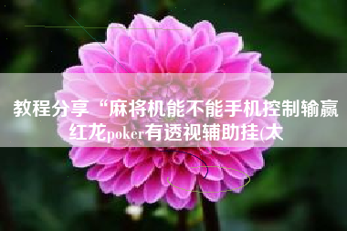 教程分享“麻将机能不能手机控制输赢红龙poker有透视辅助挂(太
