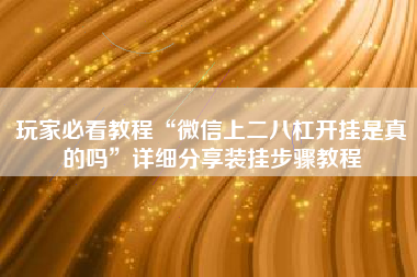 玩家必看教程“微信上二八杠开挂是真的吗”详细分享装挂步骤教程