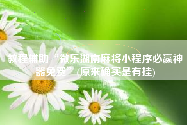 教程辅助“微乐湖南麻将小程序必赢神器免费”(原来确实是有挂)