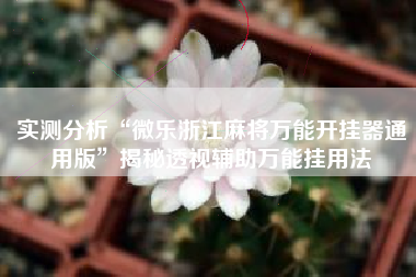 实测分析“微乐浙江麻将万能开挂器通用版”揭秘透视辅助万能挂用法