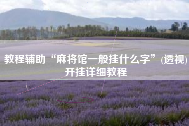 教程辅助“麻将馆一般挂什么字”(透视)开挂详细教程