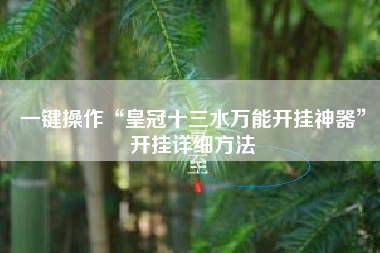 一键操作“皇冠十三水万能开挂神器	”开挂详细方法