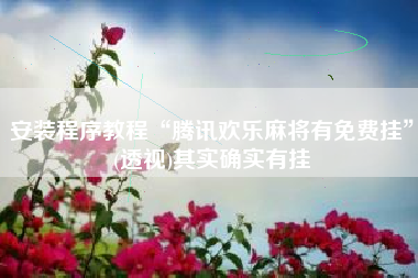 安装程序教程“腾讯欢乐麻将有免费挂”(透视)其实确实有挂