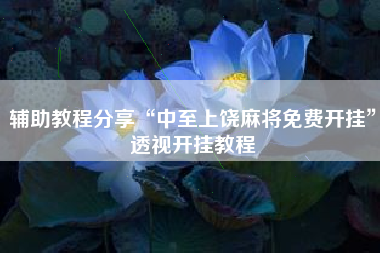 辅助教程分享“中至上饶麻将免费开挂”透视开挂教程