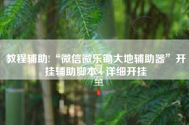 教程辅助!“微信微乐锄大地辅助器”开挂辅助脚本+详细开挂