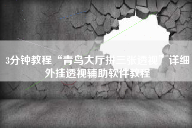 3分钟教程“青鸟大厅拼三张透视	”详细外挂透视辅助软件教程