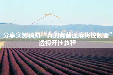 分享实测辅助“真的有普通麻将控制器”透视开挂教程