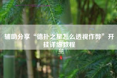辅助分享“德扑之星怎么透视作弊”开挂详细教程