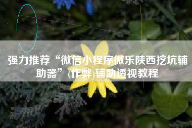 强力推荐“微信小程序微乐陕西挖坑辅助器	”(作弊)辅助透视教程