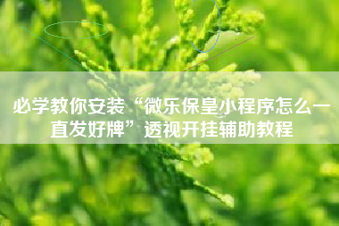 必学教你安装“微乐保皇小程序怎么一直发好牌”透视开挂辅助教程