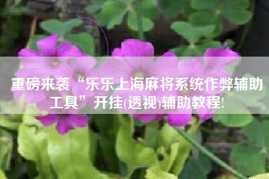 重磅来袭“乐乐上海麻将系统作弊辅助工具	”开挂(透视)辅助教程!