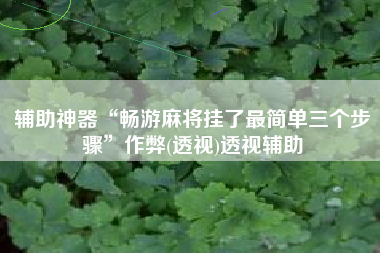 辅助神器“畅游麻将挂了最简单三个步骤	”作弊(透视)透视辅助