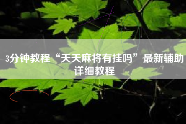 3分钟教程“天天麻将有挂吗”最新辅助详细教程