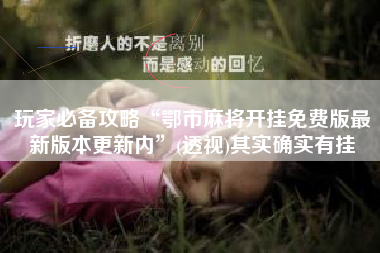 玩家必备攻略“鄂市麻将开挂免费版最新版本更新内”(透视)其实确实有挂