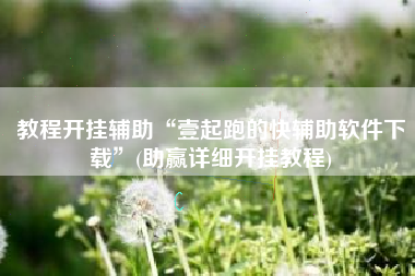 教程开挂辅助“壹起跑的快辅助软件下载”(助赢详细开挂教程)