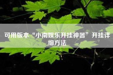 可用版本“小南娱乐开挂神器	”开挂详细方法