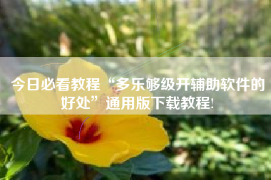 今日必看教程“多乐够级开辅助软件的好处”通用版下载教程!
