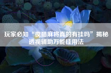 玩家必知“夜猫麻将真的有挂吗”揭秘透视辅助万能挂用法