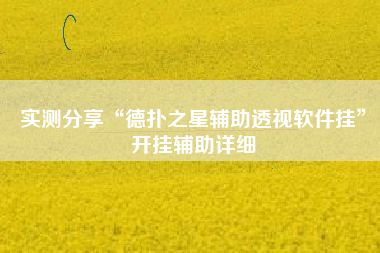 实测分享“德扑之星辅助透视软件挂	”开挂辅助详细