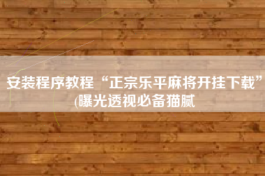 安装程序教程“正宗乐平麻将开挂下载”(曝光透视必备猫腻
