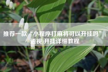 推荐一款“小程序打麻将可以开挂吗”(透视)开挂详细教程