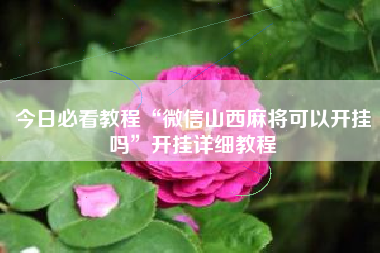 今日必看教程“微信山西麻将可以开挂吗	”开挂详细教程