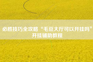 必胜技巧全攻略“毛豆大厅可以开挂吗	”开挂辅助教程