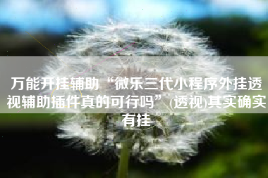 万能开挂辅助“微乐三代小程序外挂透视辅助插件真的可行吗”(透视)其实确实有挂