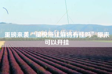 重磅来袭“星悦浙江麻将有挂吗”原来可以开挂