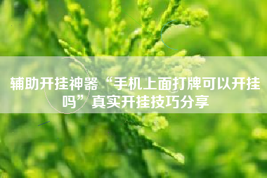 辅助开挂神器“手机上面打牌可以开挂吗”真实开挂技巧分享