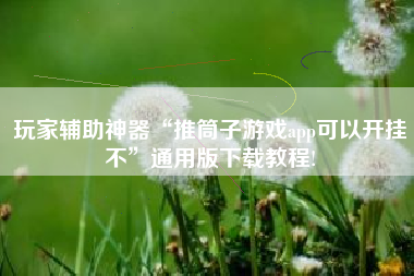 玩家辅助神器“推筒子游戏app可以开挂不”通用版下载教程!