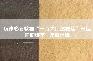 玩家必看教程“一方大厅透视挂”开挂辅助脚本+详细开挂