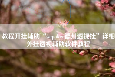 教程开挂辅助“wepoker德州透视挂	”详细外挂透视辅助软件教程