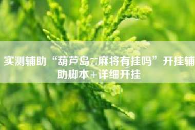 实测辅助“葫芦岛77麻将有挂吗”开挂辅助脚本+详细开挂