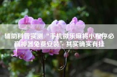 辅助科普实测“手机微乐麻将小程序必赢神器免费安装”其实确实有挂