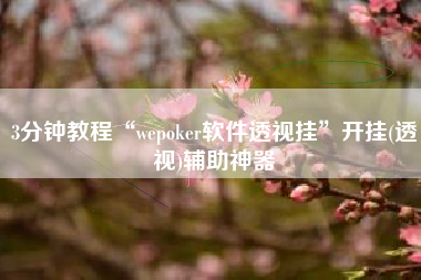 3分钟教程“wepoker软件透视挂	”开挂(透视)辅助神器