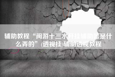 辅助教程“闽游十三水开挂辅助器是什么弄的”(透视挂)辅助透视教程