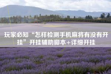 玩家必知“怎样检测手机麻将有没有开挂”开挂辅助脚本+详细开挂