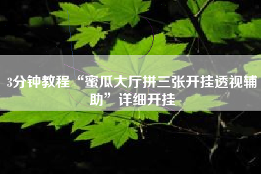3分钟教程“蜜瓜大厅拼三张开挂透视辅助	”详细开挂