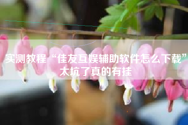 实测教程“佳友互娱辅助软件怎么下载”太坑了真的有挂