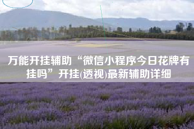 万能开挂辅助“微信小程序今日花牌有挂吗”开挂(透视)最新辅助详细