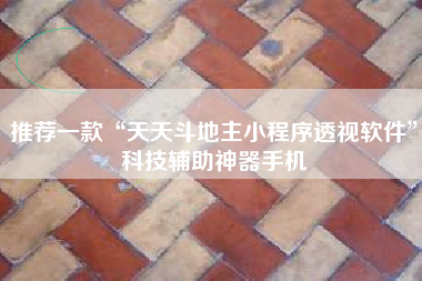 推荐一款“天天斗地主小程序透视软件”科技辅助神器手机