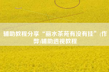 辅助教程分享“丽水茶苑有没有挂”(作弊)辅助透视教程