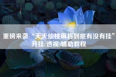 重磅来袭“天天仙桃麻将到底有没有挂”开挂(透视)辅助教程