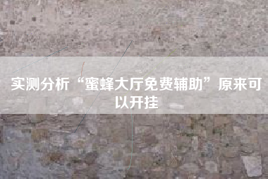 实测分析“蜜蜂大厅免费辅助	”原来可以开挂