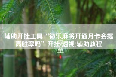 辅助开挂工具“微乐麻将开通月卡会提高胜率吗”开挂(透视)辅助教程