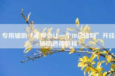 专用辅助“雀神会让一个ID总输吗”开挂辅助透视教程